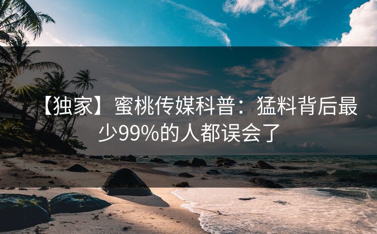 【独家】蜜桃传媒科普：猛料背后最少99%的人都误会了