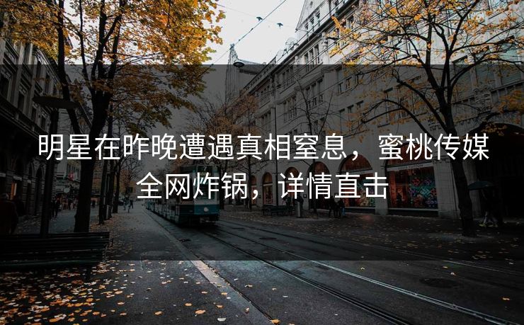 明星在昨晚遭遇真相窒息，蜜桃传媒全网炸锅，详情直击
