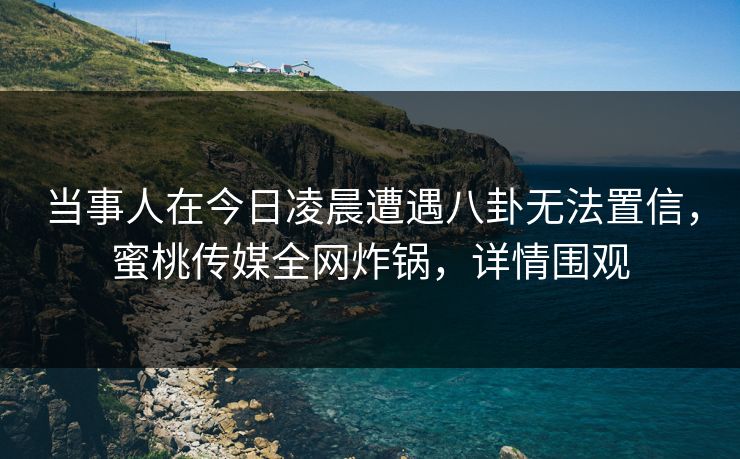 当事人在今日凌晨遭遇八卦无法置信，蜜桃传媒全网炸锅，详情围观