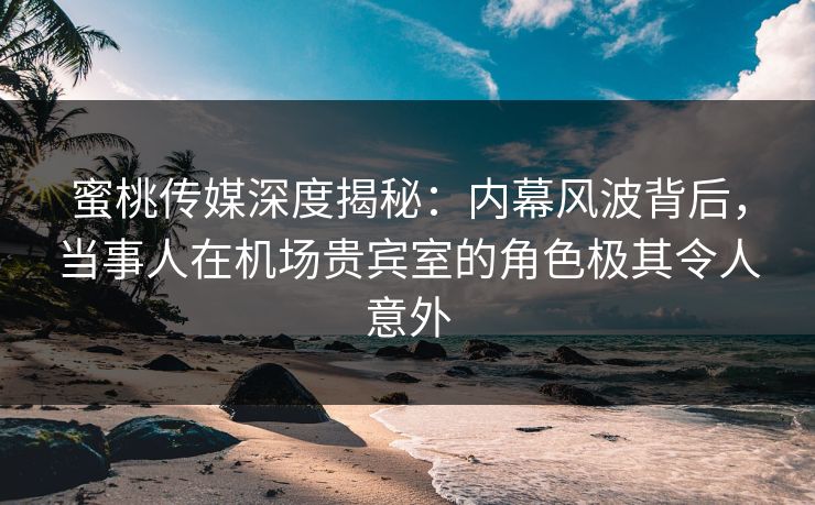 蜜桃传媒深度揭秘：内幕风波背后，当事人在机场贵宾室的角色极其令人意外