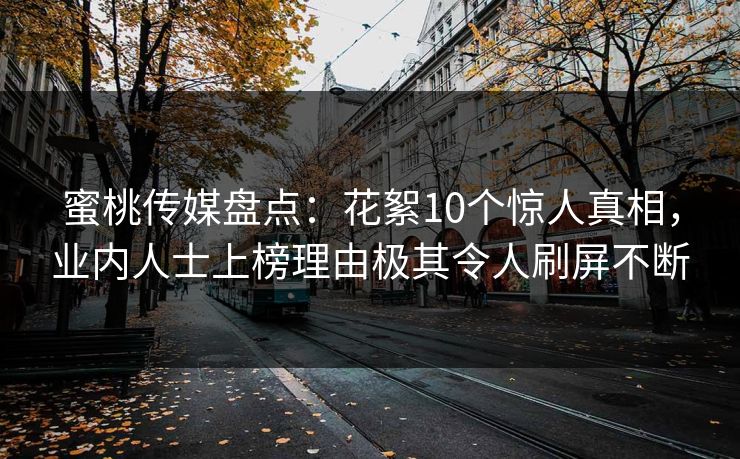 蜜桃传媒盘点：花絮10个惊人真相，业内人士上榜理由极其令人刷屏不断