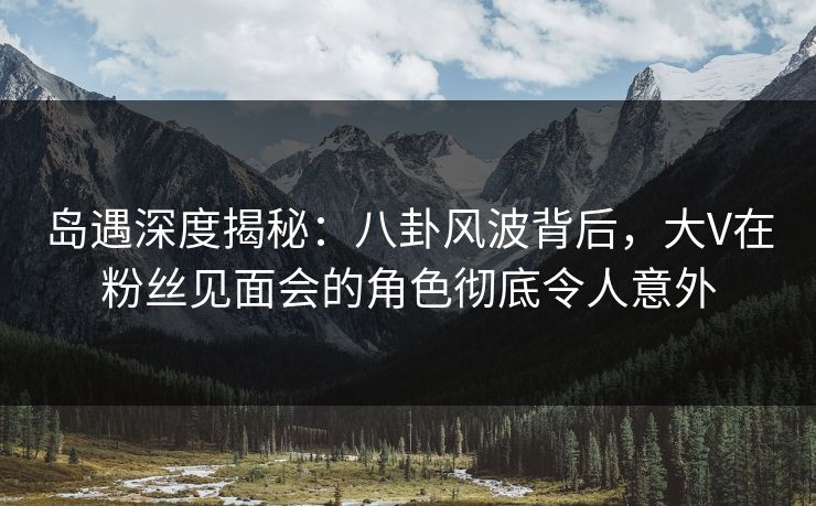 岛遇深度揭秘：八卦风波背后，大V在粉丝见面会的角色彻底令人意外
