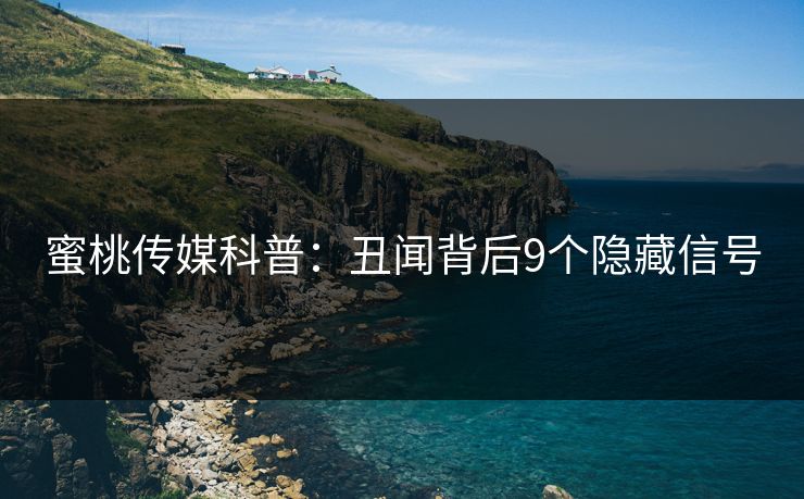 蜜桃传媒科普：丑闻背后9个隐藏信号