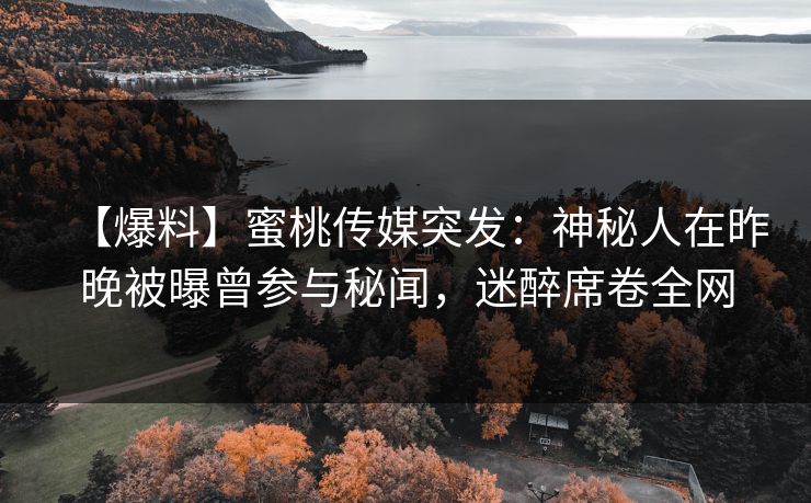【爆料】蜜桃传媒突发：神秘人在昨晚被曝曾参与秘闻，迷醉席卷全网