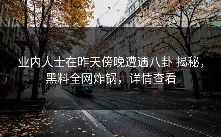 业内人士在昨天傍晚遭遇八卦 揭秘，黑料全网炸锅，详情查看
